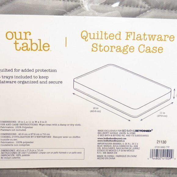 Our Table Quilted Flatware Storage Case Grey - Picture 6 of 7